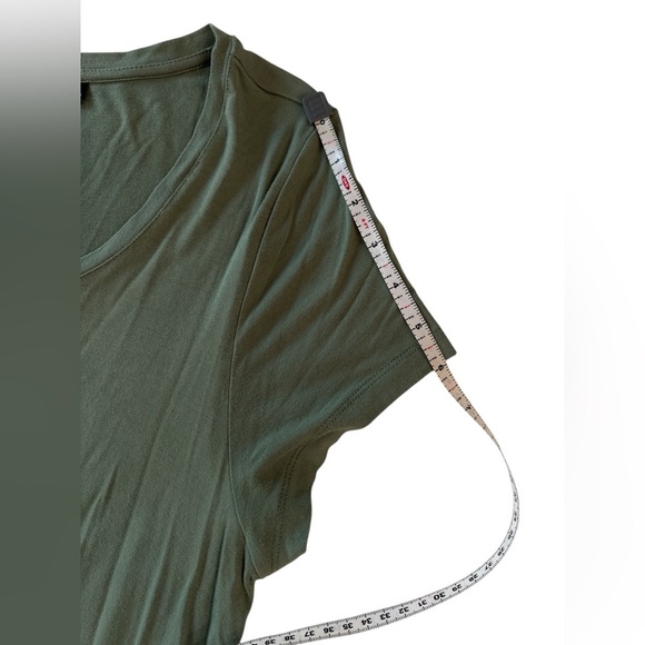 H by Halston Olive Green High-Low Maxi Dress Short Sleeve Rayon Blend Size M - Picture 7 of 9